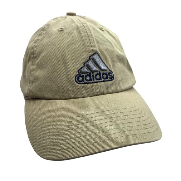 Adidas Tan Adjustable 100% Cotton Baseball Cap Tan Embroidered Logo One Size - Picture 1 of 8